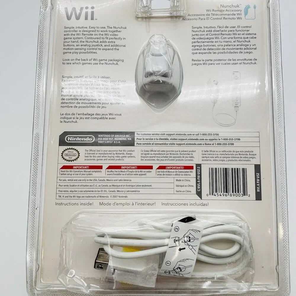 Official Nintendo Wii OEM Nunchuck Controller, NEW Factory Sealed